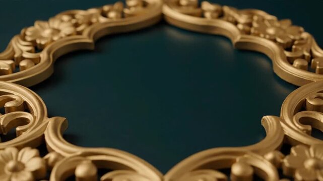 Ornate Gold Frame on Dark Background.
