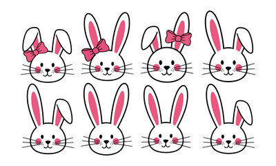 Fototapeta premium Easter sunday celebration with adorable bunny faces and pink bows