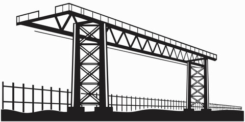 A large industrial crane stands tall over a construction site, ready for heavy lifting tasks. Vector © Rabbi