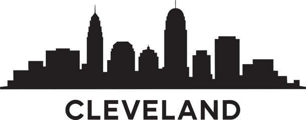 Fototapeta premium Cleveland city skyline silhouette graphic bold famous urban landmark vector art