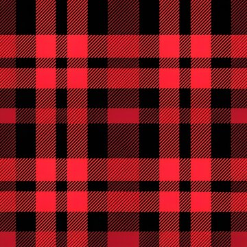 Crimson red flannel fabric texture with seamless tartan plaid pattern background