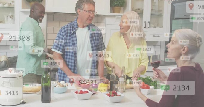 Prompt asking left top row 10297, cooks chopping veg at counter, floating tags showing for query