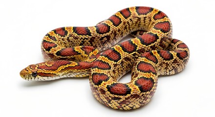 Obraz premium Corn snake colorful pattern on white background. AI GENERATED.