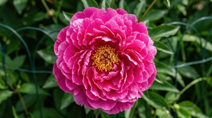 Vibrant Pink Peony Flower in Bloom