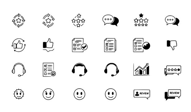 Customer feedback review multi style vector icons bundle