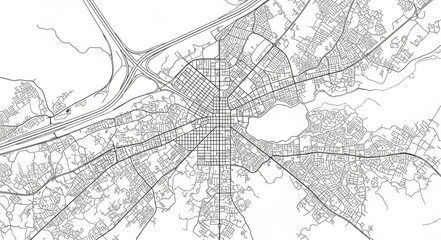 Obraz premium Detailed City Map with Grid Pattern.