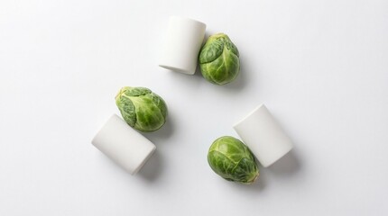 High angle view of brussels sprouts wrapped in paper on a white surface