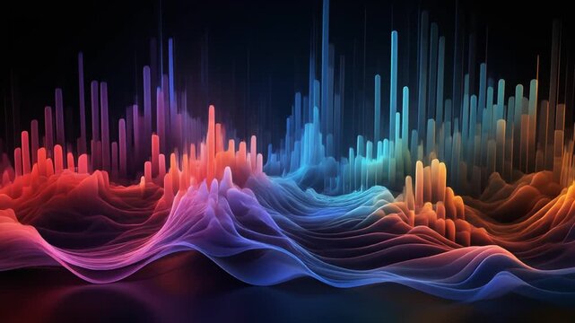 Abstract Digital Audio Equalizer Waves with Vibrant Glowing Colors