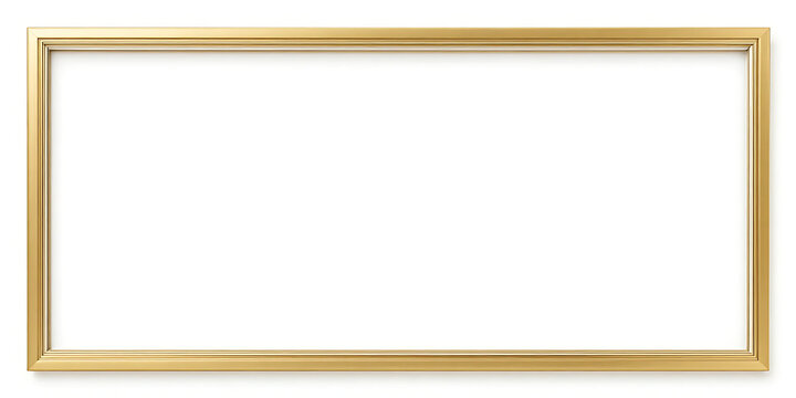 Gold frame on white background empty frame