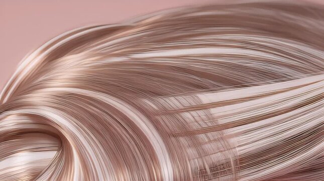 A close-up view of a swirling mass of hair, showing various shades of blonde and brown strands that create a captivating pattern