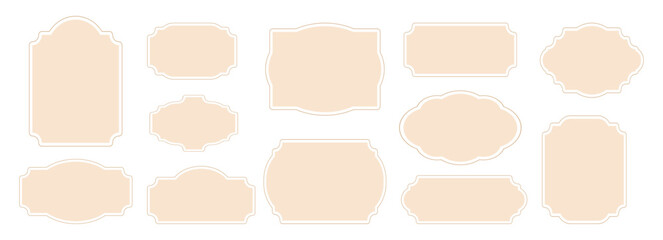 Vintage label set, elegant art deco frame, banner. Classic tags for handmade branding and rustic packaging. Sale sticker, certificate retro emblem 