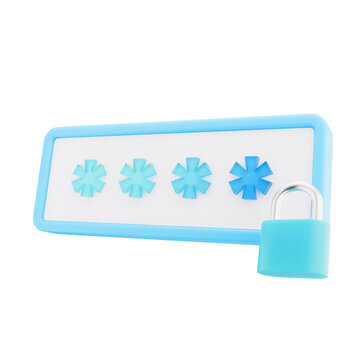 3d password security input field with padlock icon
