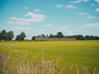 Train crossing by a field © Barry