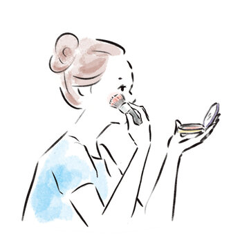 メイク中のおしゃれな日本人女性広告素材