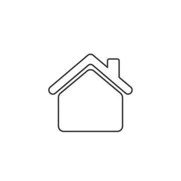 Simple line art home icon representing a house structure, perfect for web navigation, application interfaces, and digital design projects as a basic vector graphic element