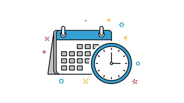 Calendar icon positioned next to a clock icon, effectively representing time management, scheduling, appointments, and important deadlines.