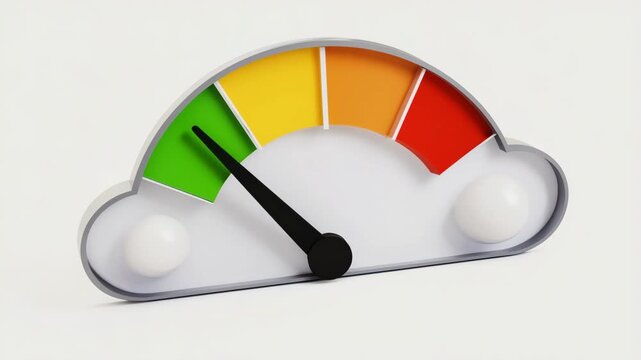 Cloud Performance Speed Gauge Indicator Showing System Optimization Network Performance and Data Processing Efficiency