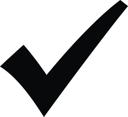 A large black checkmark on a white background