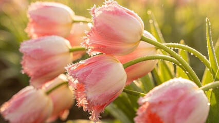 The tulips are blooming in the sunlight.