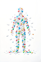 Human body made of medicine pills