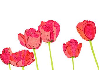 Ilustracja grafika czerwone tulipany na białym tle. Hand made drawing © Monika