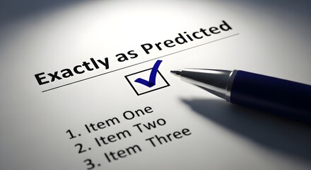 Obraz premium Checklist with Exactly as Predicted Text and Pen