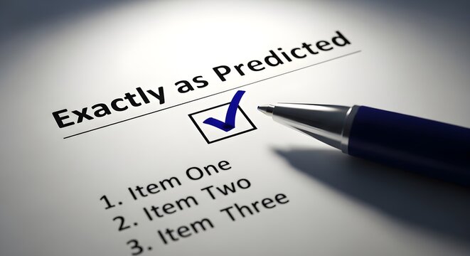 Checklist with Exactly as Predicted Text and Pen