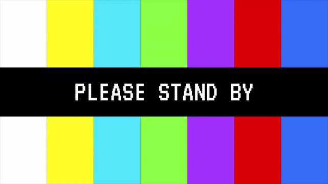 Retro Television Test Pattern With Please Stand By Message And Colorful Stripes