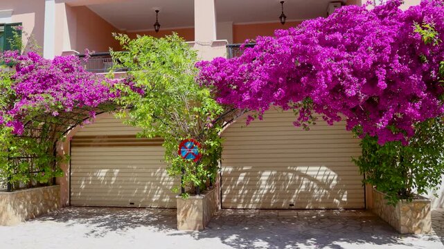 Garages in Corfu city, Corfu Island of Greece, 4k video