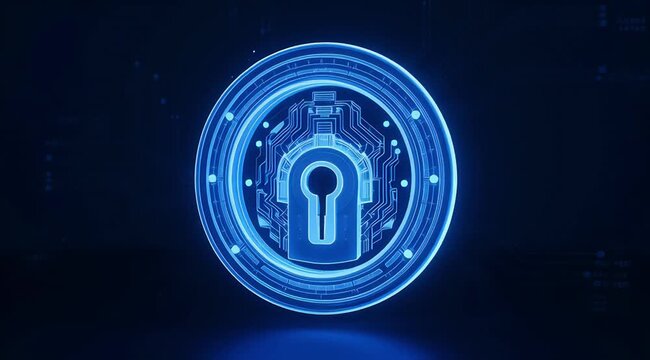 Futuristic Blue Digital Lock Security Visual.
