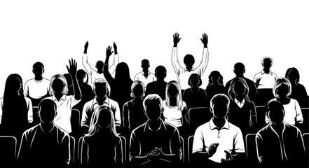 Group of People Raising Hands Together.