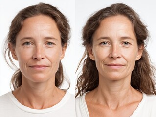 Aging and Rejuvenation Concept with Side by Side Female Portrait