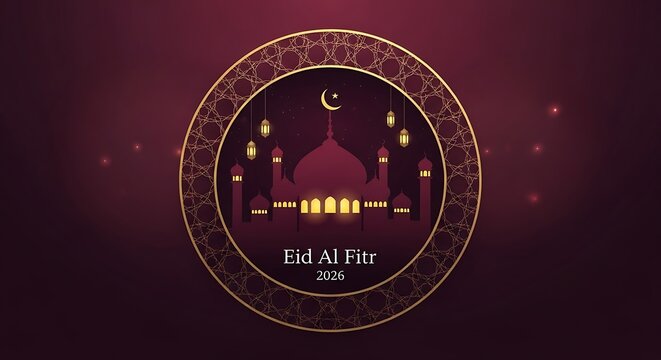 Illuminated crescent moon and mosque symbolizing the islamic call to prayer at fajr al fajar