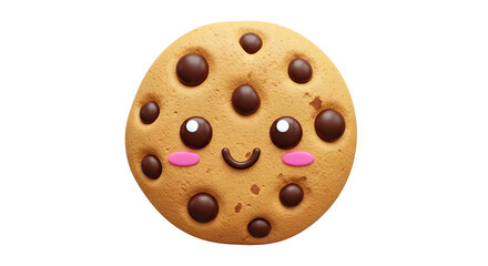 Fototapeta premium Cute Chocolate Chip Cookie Character with Happy Face