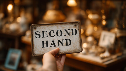 Vintage metal sign with distressed lettering reading 