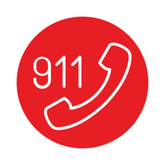 red emergency phone icon with white numbers