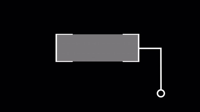 HUD callout pointer line right side with square label box corner brackets frame filled panel and circle marker on transparent background white outline interface element for text annotation information