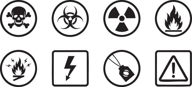 Hazard warning symbols and signs for dangerous materials and situations