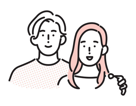 シンプル　イラスト　妊活や不妊治療、妊娠を考える日本人カップルのイメージ ベクターイラスト