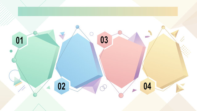 Modern 4-column infographic template for presentation, colorful abstract geometric design, creative layout.