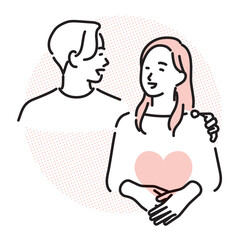 シンプル　イラスト　赤ちゃんを授かった夫婦 妊娠を喜ぶカップルのイメージ ベクターイラスト