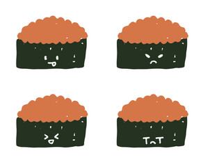 gunkan maki sushi roll japanese cuisine illustration icon for restaurant menu © nizaismias
