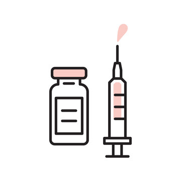 シンプル　イラスト　排卵誘発剤と注射器 不妊治療の医療イメージ ベクターイラスト