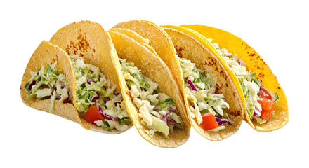 Fish Tacos with Cabbage Slaw - Fresh and Tangy Mexican Dish - Isolated on White Background
