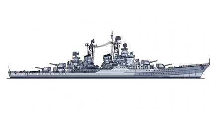 Military Destroyer Ship at Sea. © bayar utang