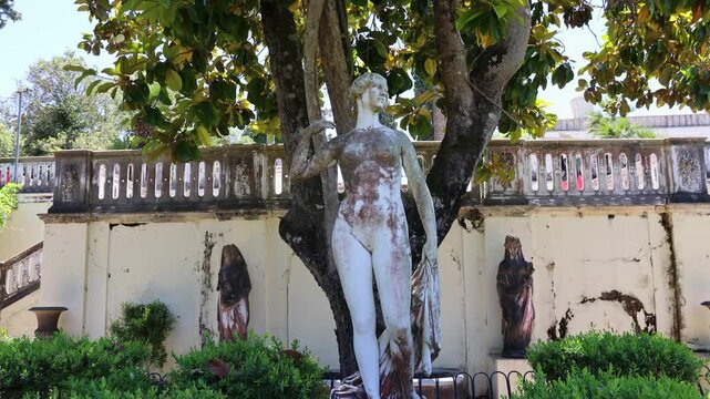 Statue in gardens of Achilleion palace built in Gastouri on the Island of Corfu for the Empress Elisabeth of Austria, also known as Sisi, Greece