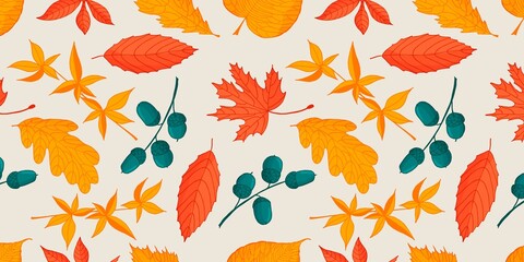 Obraz premium seamless pattern with autumn leaves