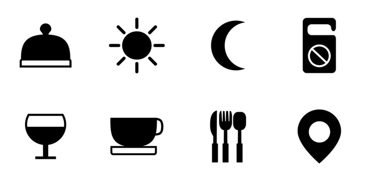 Set of 8 hotel and travel service icons vector
