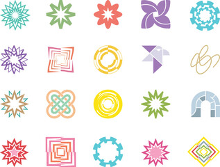 Vibrant colorful abstract geometric icons collection