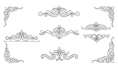Elegant ornamental scrollwork vector collection with vintage decorative flourishes